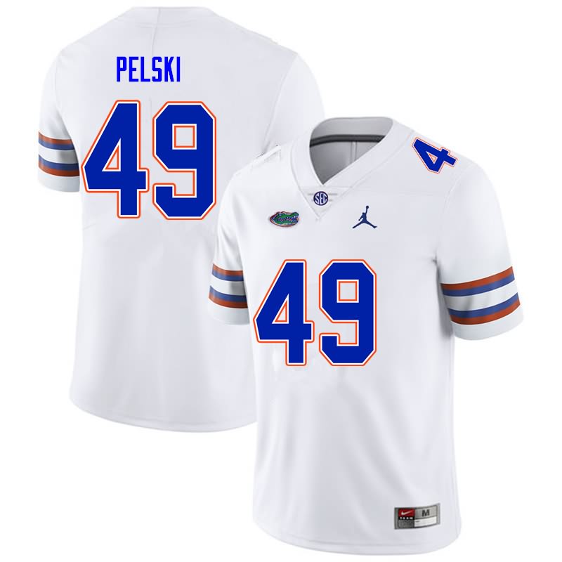 Men's NCAA Florida Gators Preston Pelski #49 Stitched Authentic Nike White College Football Jersey FTT5065OV